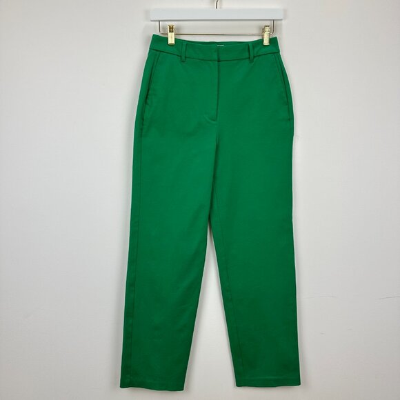 Boden Kew Bi Stretch Pants Green Womens US 2 Long Cotton Tapered Straight Ankle - Picture 6 of 16